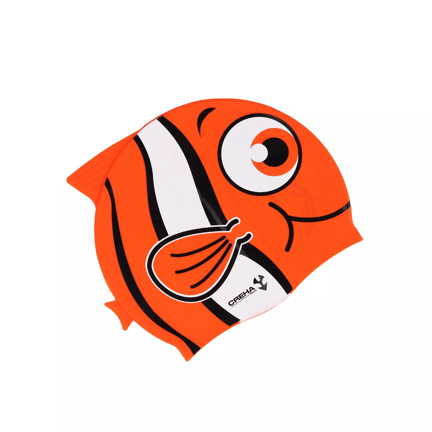 Gorro naranja de natación tipo pez para niños