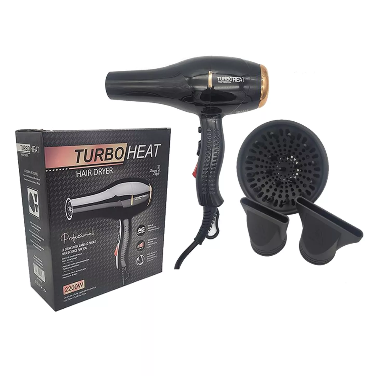Secador turbo heat hair dryer 2200w