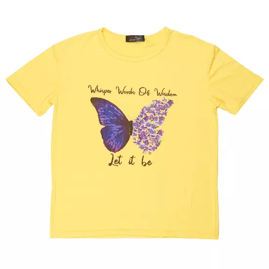 Camiseta para dama con estampado color amarillo