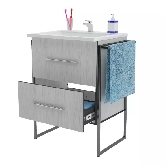 Gabinete para baño de madera MDF con 2 cajones, sin lavabo
