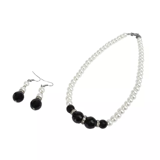 Set de joyería: Collar tipo perlas con aretes colgantes