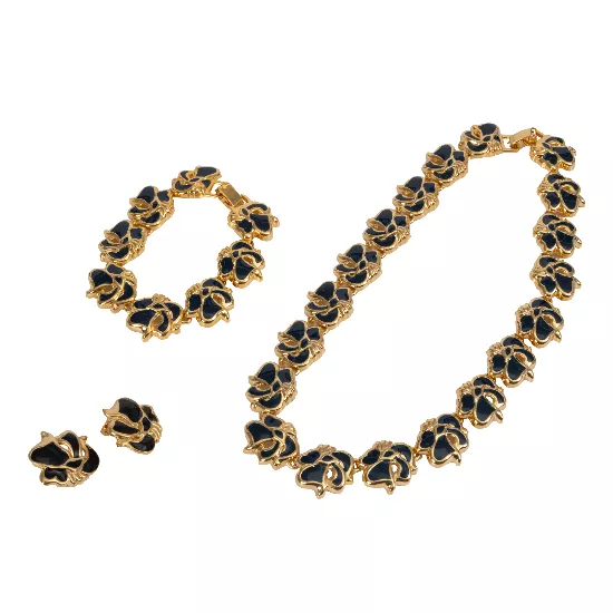 Set de joyería de 3 piezas en dorado y negro
