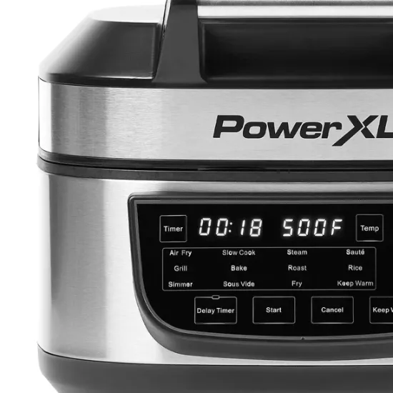 PowerXL 6Qt Deluxe: Grill y Freidora de Aire Multifunción 1550W - 12 Funciones en 1