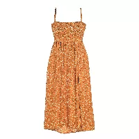 Vestido de dama largo con estampado de bolitas