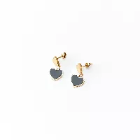 Aretes topos con corazones en dorado y Negro