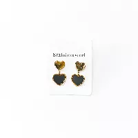 Aretes topos con corazones en dorado y Negro