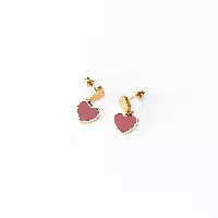 Aretes topos con corazones en dorado y Negro