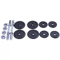 Set MS34_2.0_83KG, banco doble + soporte multinivel para mancuernas (2  piezas) con asistencia + juego de barras reforzadas y pesas 83 kg - Marbo  Sport Hierro fundido 83 kg