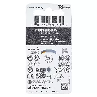 Paquete de 6 Baterías auditiva tamaño 13 Zinc Air de 1.45 V