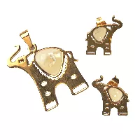 Set de aretes y cadenas con dije de elefante