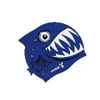 Gorro azul de natación tipo pez para niños