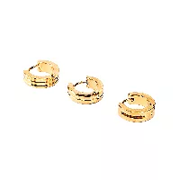 Aretes de acero inoxidable en color dorado con tres modelos