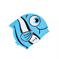 Gorro azul de natación tipo pez para niños