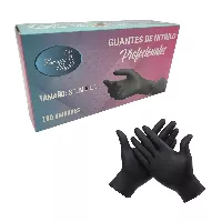 Paquete de 100 guantes de nitrilo color negro para tinte en talla M