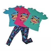 Conjunto 2 Piezas para Niña Paul Frank | Colores Jade, Aqua y Fucsia | Tallas 2-8 Años