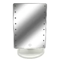 ESPEJO FACIAL CUADRADO DUAL C/ LUZ LED BATERIA 23 x 12 cms